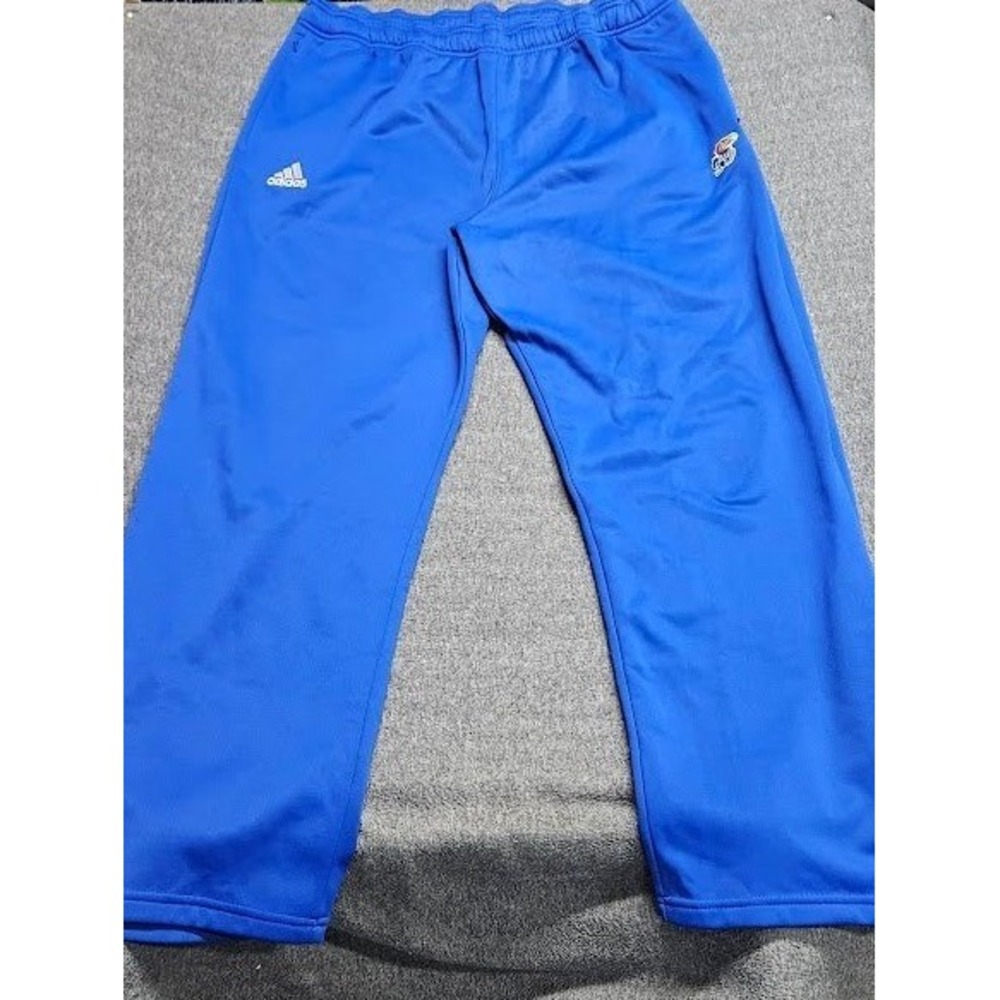 Adidas Track Pants Mens 2XLT Blue Kansas Jayhawks ClimaWarm M34652 Team Worn - Picture 7 of 11